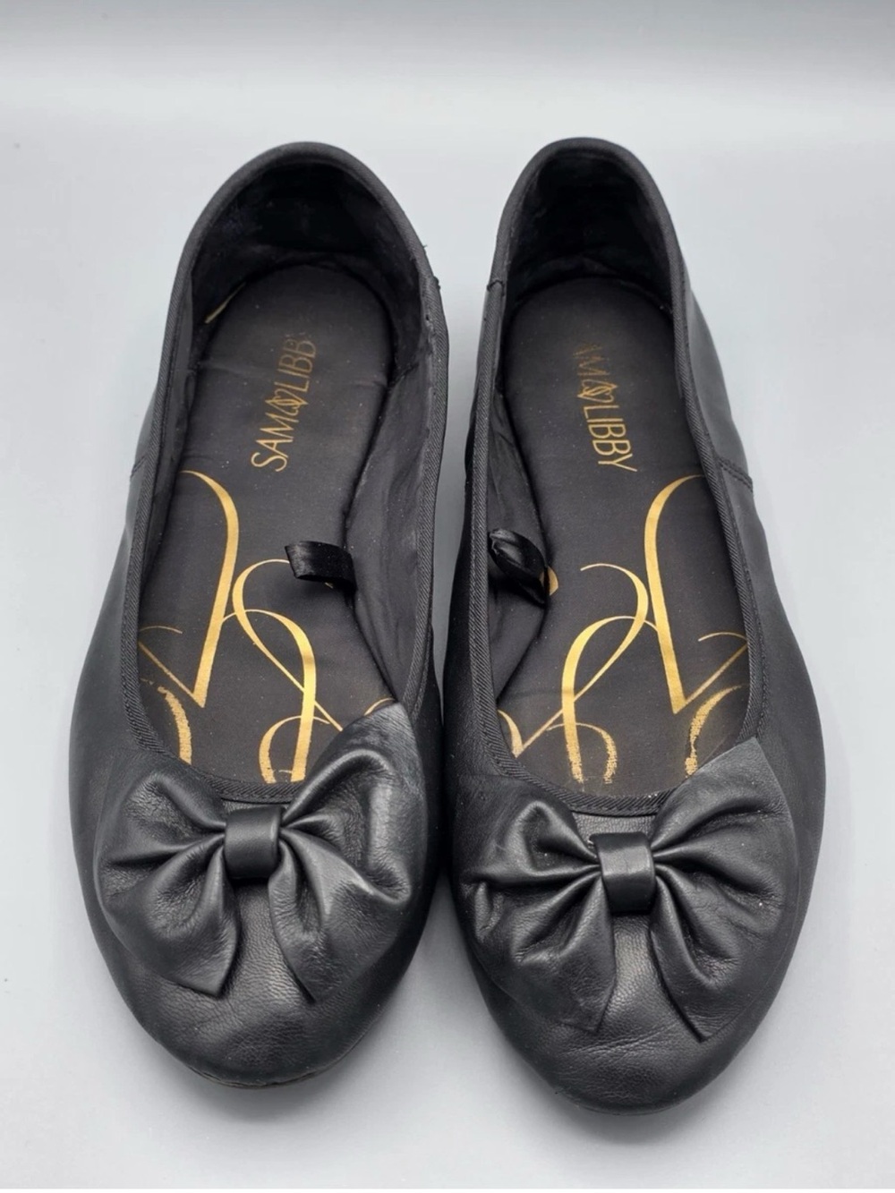 Sam & Libby Black Bow-Topped Ballet Flats